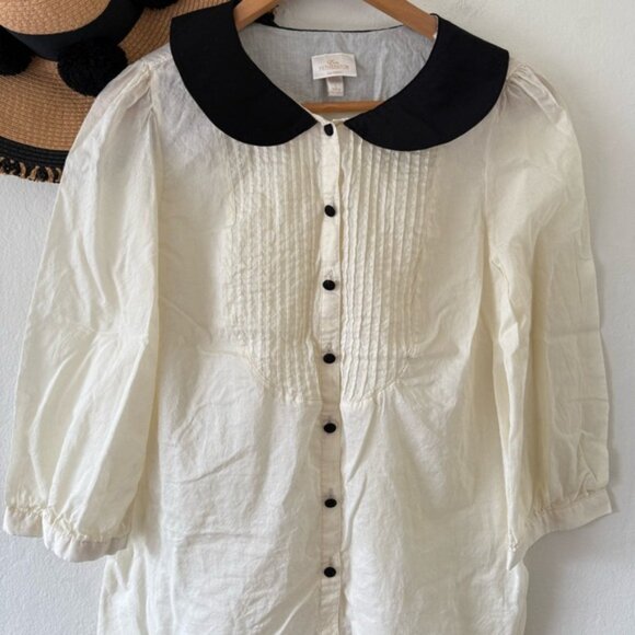 Erin Fetherston x Target Cream Cotton Blouse Peter Pan Collar Twee Y2K - Picture 8 of 14